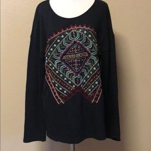 Zara Long Sleeve Sweater w/ Colorful Pattern in Center